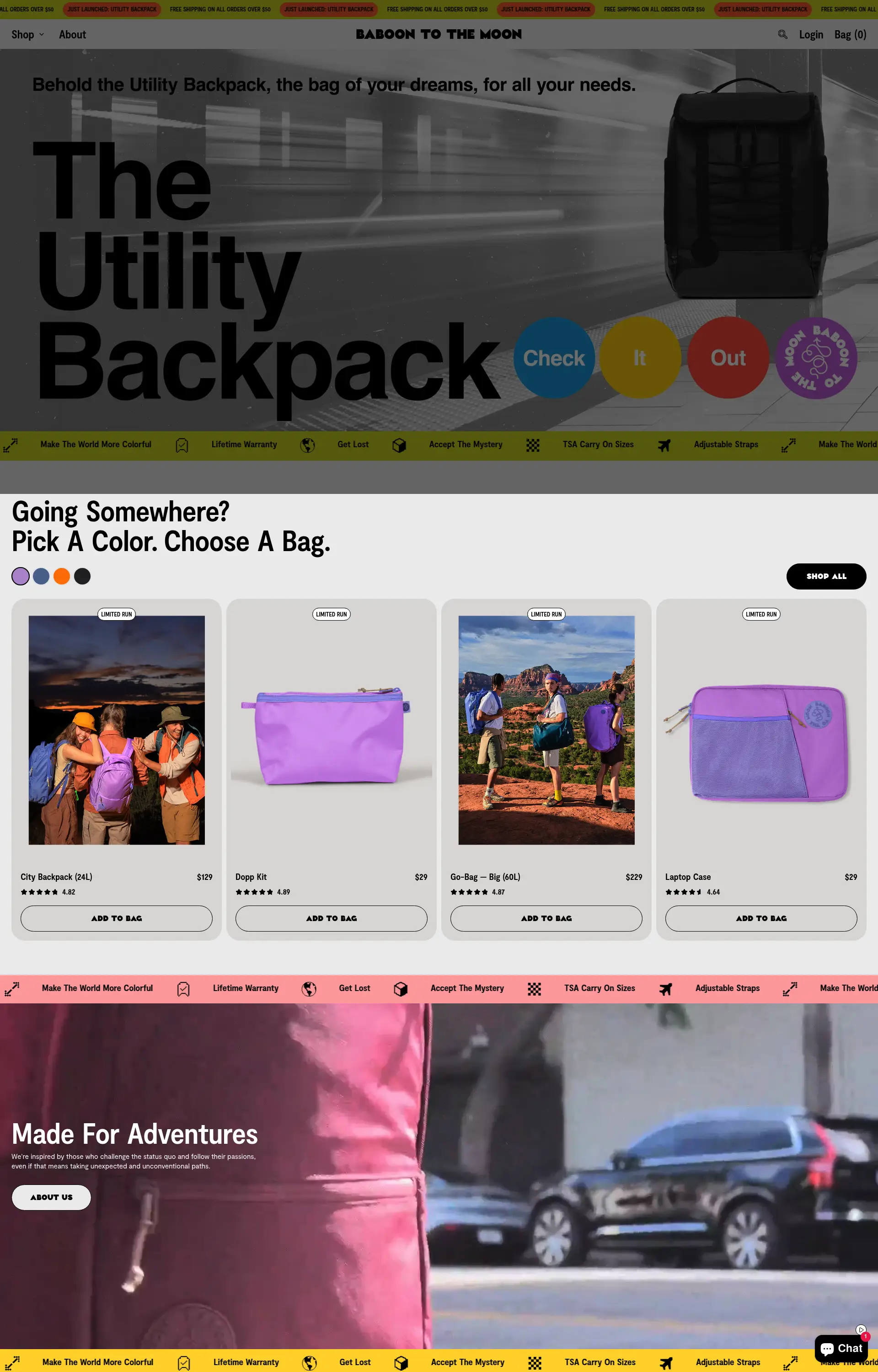 BABOON TO THE MOON | Bags for Adventure